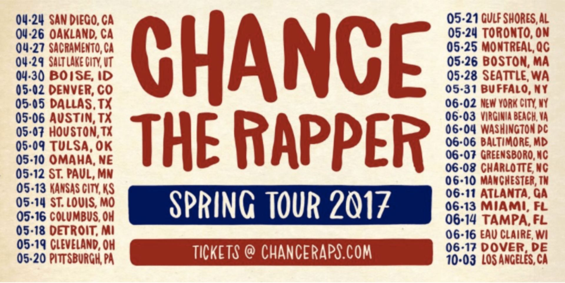 Chance The Rapper Reveals 'Spring Tour 2017' Dates - HypeFresh Inc