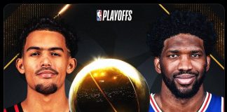 Sixers lose Game 4; Embiid’s knee problematic. Trae Young, Joel Embiid NBA Playoffs