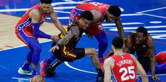 Embiid, Triple H rings bell; Sixers-Hawks loss. Embiid, Triple H rings bell