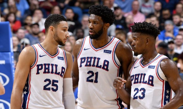 Ben simmons, Joel Embiid, and Jimmy Butler