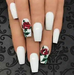 White Roses color nails
