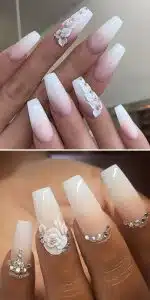 White Roses color nails