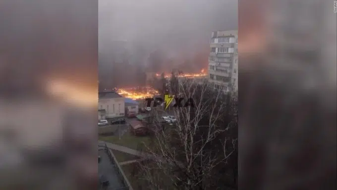 Video shows destruction after helicopter crashes near kindergarten in Ukraine