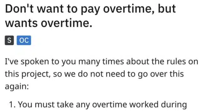Boss Says “No Overtime,” Shocked When Worker Complies
