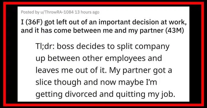 ‘She’s been utterly betrayed by her entire office and her husband:’ Entitled boss brings married employees to the brink of quitting and divorcing after getting husband to secretly push wife out of huge company deal