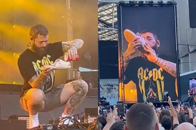 Post Malone Drinks Beer From Fan’s Shoe During Show – Watch