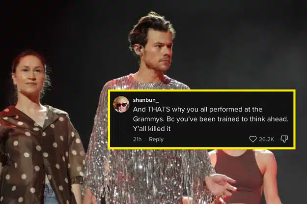 Harry Styles’ Backup Dancers Are Explaining How They Had To Dance With A Malfunctioning Grammy Stage