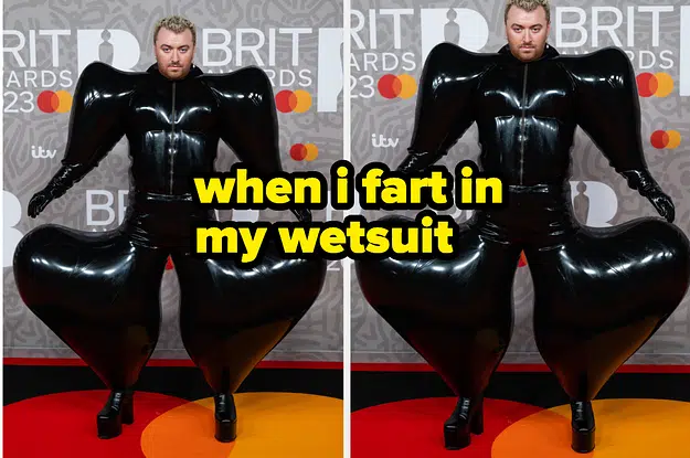 “Me When I Fart In My Wetsuit”: Sam Smith’s Inflatable Outfit At The BRIT Awards Is Now A Hilarious Meme