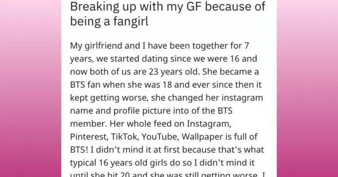'It kept getting worse': Guy breaks up with girlfriend because she's too obsessed with KPOP boy band