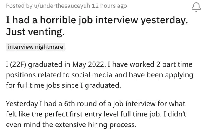 “I had a horrible job interview yesterday”: Young worker shares nightmare job interview experience, internet responds