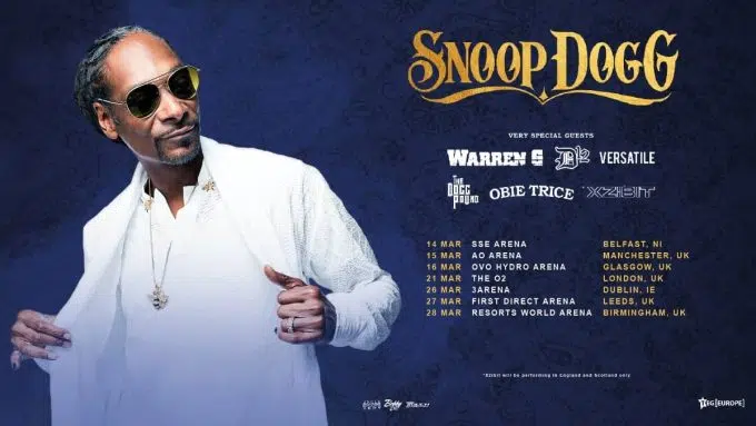 Snoop Dogg at Leeds Arena on Monday 27th March is bringing some West Coast Hip Hop Royalty to Yorkshire