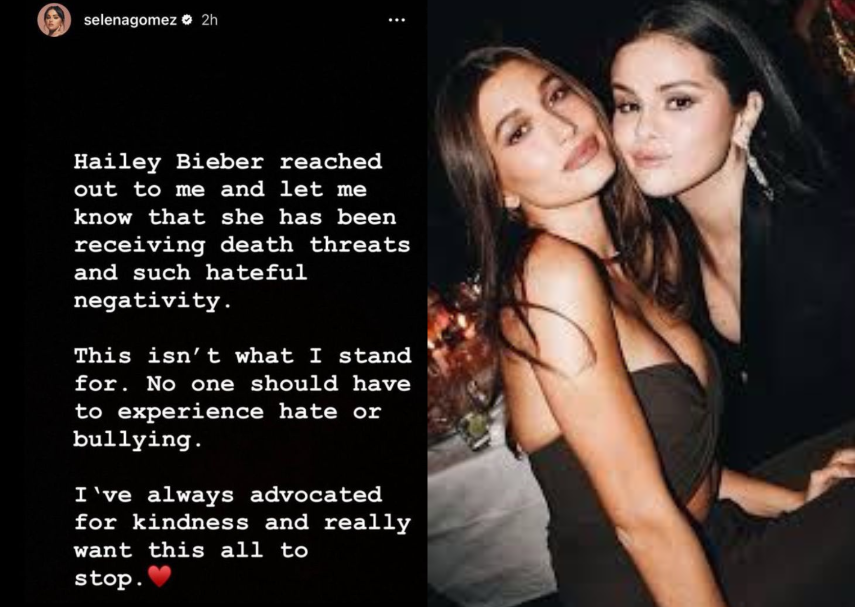Selena Gomez and Hailey Bieber End Speculated Drama with Messages of Kindness and Support Salena and Hailey Together