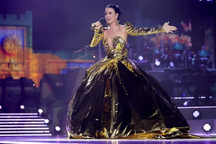Katy Perry Stuns in Golden Gown at King Charles III's Coronation Concert