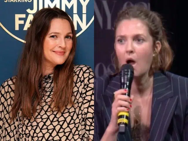 Drew Barrymore interview interrupted by unidentified man
