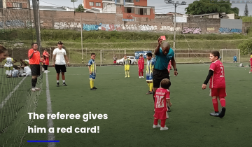 Kid gets red card during soccer game