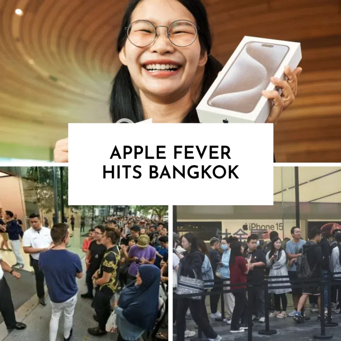 Apple Fans in Bangkok Line Up for iPhone 15 Release
