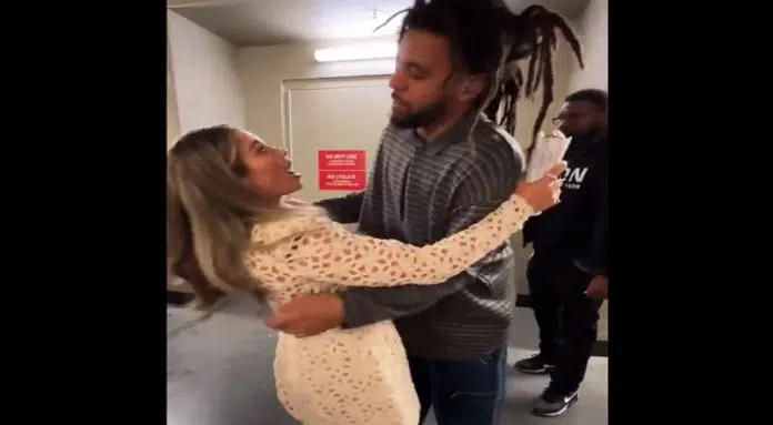J. Cole Meets 'Topanga' Danielle Fishel Backstage and She's a Huge Fan!
