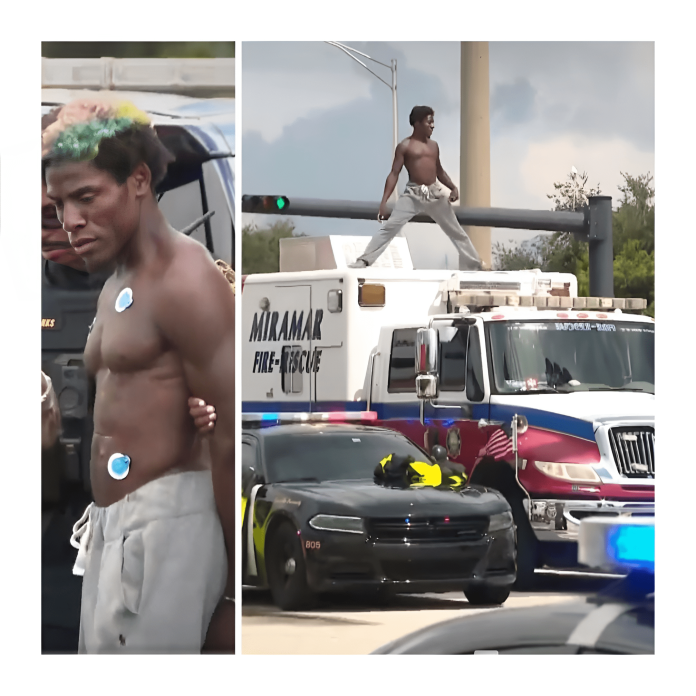Man detained for climbing on truck