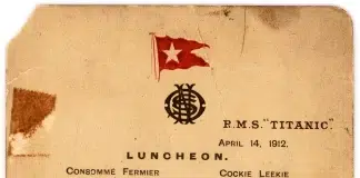 A Taste of History: Titanic Menu Sells for £84,000 at UK Auction Titanic Menu