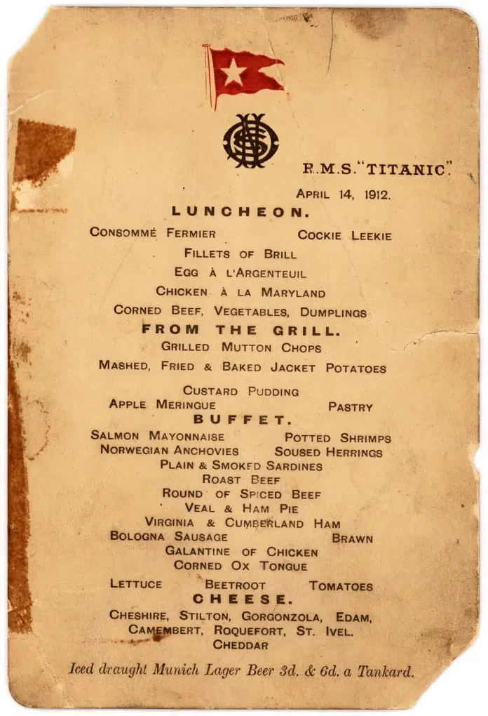 Titanic Menu