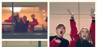 Taylor Swift’s Red Coat Steals the Show at Chiefs Game – Brittany Mahomes Twins Her Style Taylor Swift red teddy coat