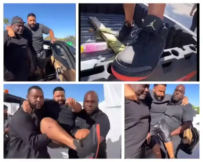 DJ Khaled carried to protect Jordans