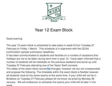 Brisbane School Considers Rescheduling Year 12 Exam to avoid clashing with Taylor Swift's Tour