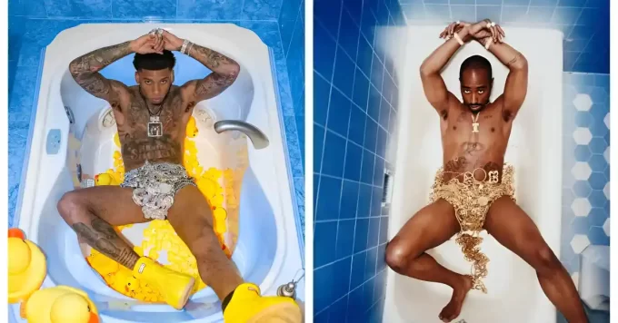 NLE Choppa’s Tupac Photo Recreation: Rapper Reimagines Iconic Bathtub Shot