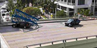 Tesla Driver Cheats Death: Huge Crane Crashes on Car, Leaves Him Unbelievably Unscathed! Tesla car accident