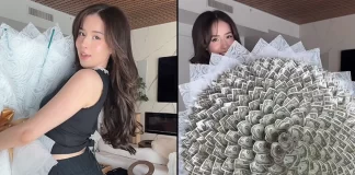 Pokimane Dolla Dolla Bills Y’all! Assistant Gifts Streamer Giant Cash Bouquet for Birthday Pokimane birthday dollar bill bouquet