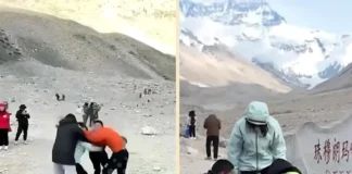 Everest Climbers Get Physical in Epic Everest Selfie Showdown Tourists fight over selfie spot