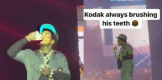 Kodak Black’s Quirky Habit: Brushing Teeth Onstage, Again! Kodak Black brushing teeth performing
