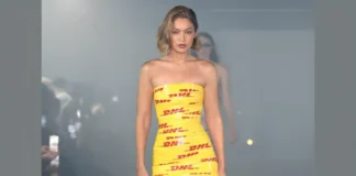 Gigi Hadid Made $9 Million For Just Wearing a Viral Tape DHL Dress Gigi Hadid DHL tape dress