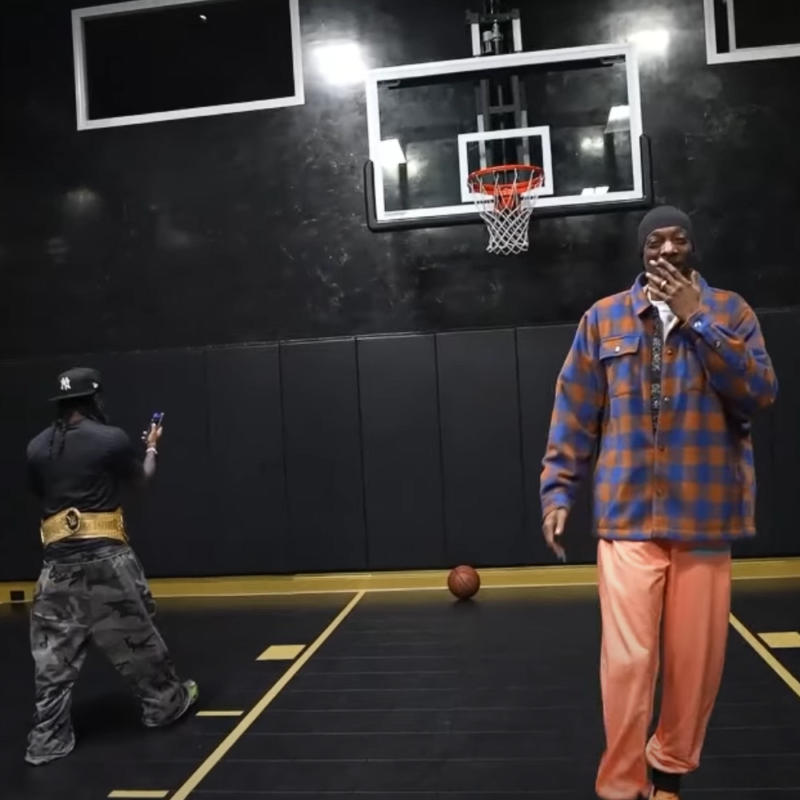Snoop Dogg custom basketball court inside his LA Mansion