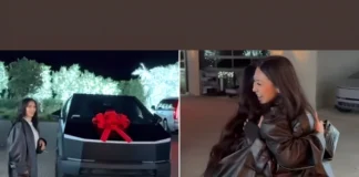 Kim Kardashian Surprises Her Friend With a Cybertruck Birthday Gift Kim Kardashian Cybertruck gift for friend