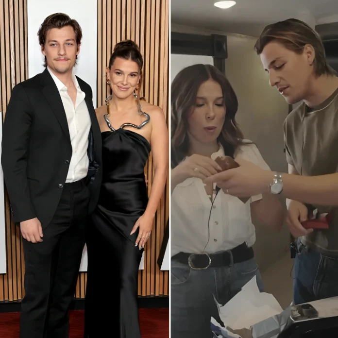 Millie Bobby Brown and Jake Bongiovi Dubai chocolate trend video