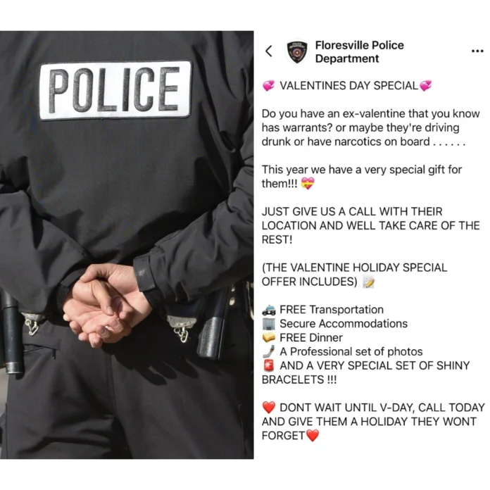 Texas police Valentine's Day gift