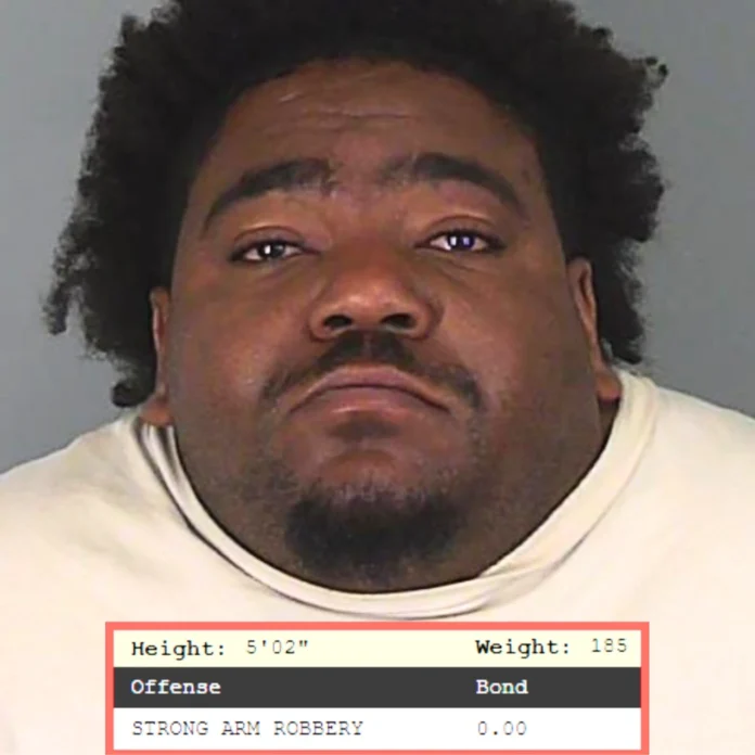 Viral mugshot after strong-arm robbery arrest