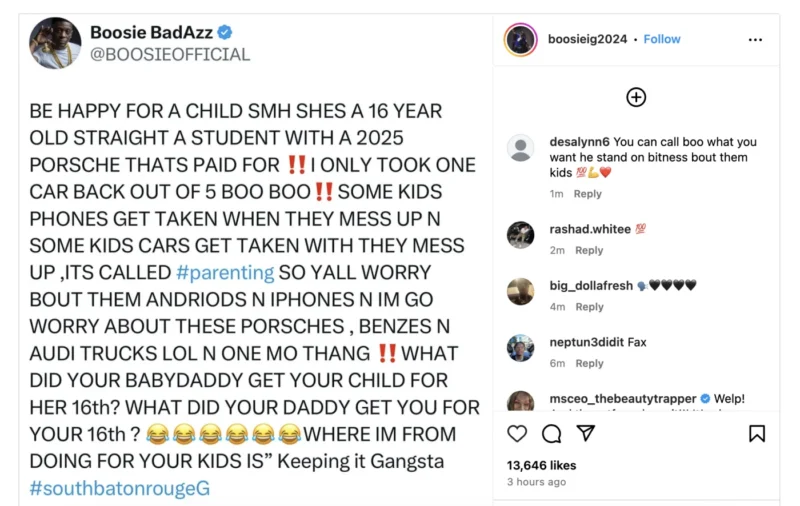 Boosie Gives Porsche to Daughter