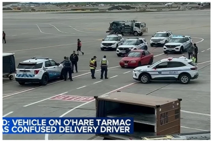 DoorDash driver on airport tarmac