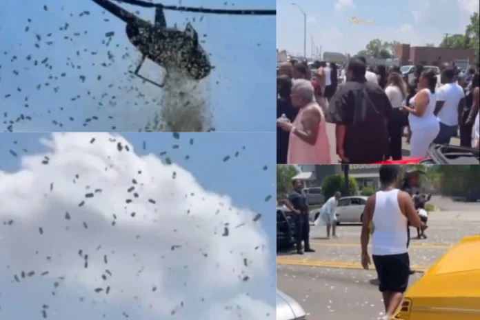 Detroit Stunned as Late Car Wash Owner Drops Dollars From a Helicopter in Farewell Tribute detroit car wash owner helicopter money drop