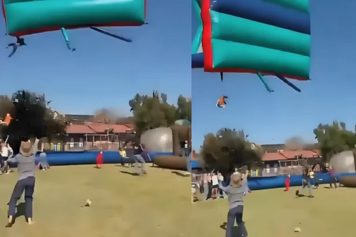 bouncy house flies away with children