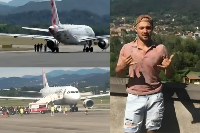 man jumps into jet engine milan bergamo airport