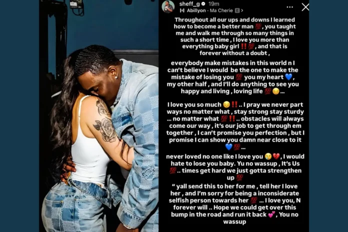 Sheff G with a message for his girl