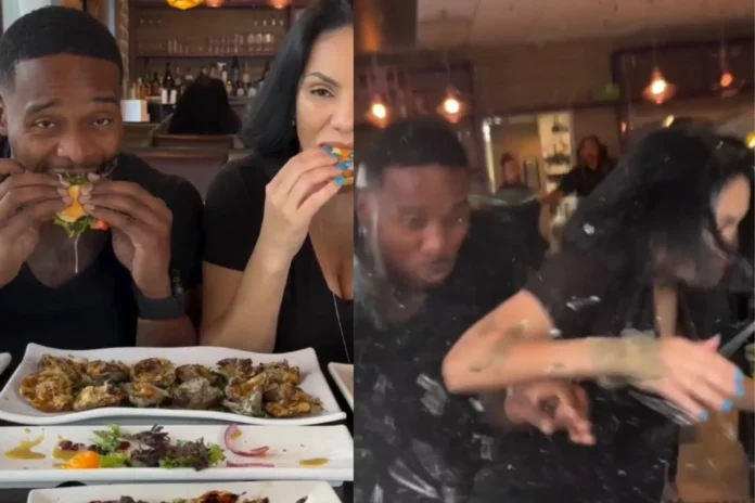 Someone crashed their SUV through the window while Man & Woman were eating doing a food review