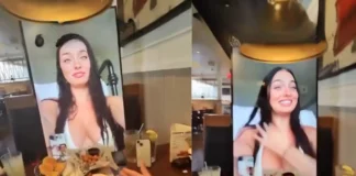 OnlyFans Addict Goes Viral for Virtual Date Stunt at Restaurant onlyfans top spender date with virtual screen