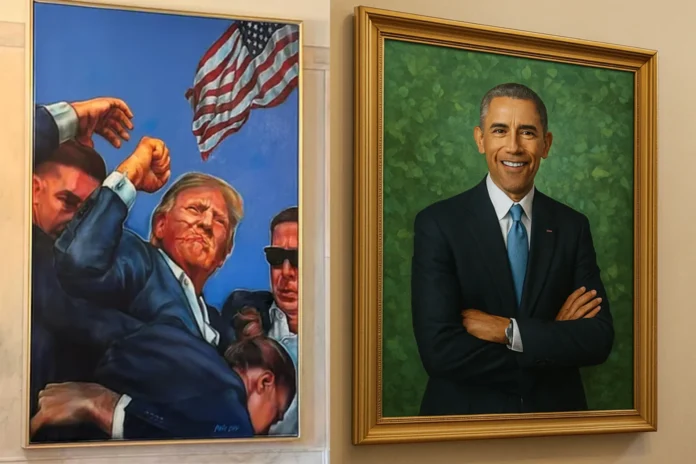 donald trump moves barack obama portrait