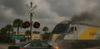 Driver Killed in Fiery Florida Train Crash After Ignoring Crossing Arms, Incident Caught on Camera Florida train crash caught on camera