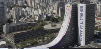 Sandro Dias Rides 229-Foot Building Drop, Claims Skate Records Sandro Dias set a world record by skateboarding down a 229-foot curved ramp