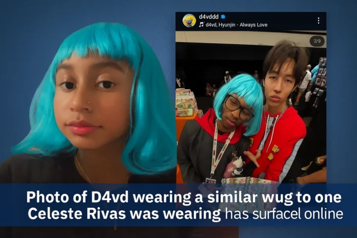 photo of D4vd wearing a similar wig to one Celeste Rivas was wearing